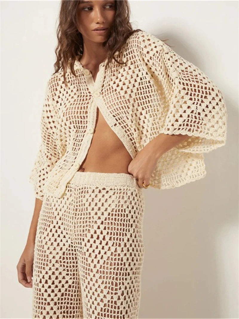 סט חוף סרוג